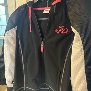 Harley Davidson Mesh Black and White Zip-Up Jacket with Pink Accents